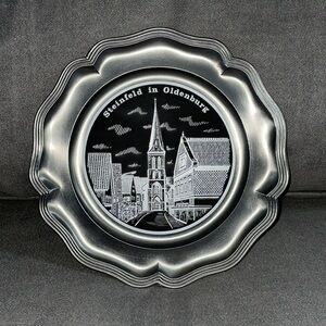 Vintage Pewter Steinfeld in Oldenburg wall Plate.